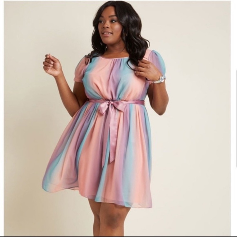 ModCloth pastel rainbow dress size XL